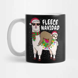 Fleece Feliz Navidad Sloth Riding Llama Spanish  Christmas Mug